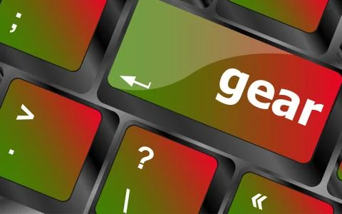 Gear button on computer pc keyboard key Illustrazione stock