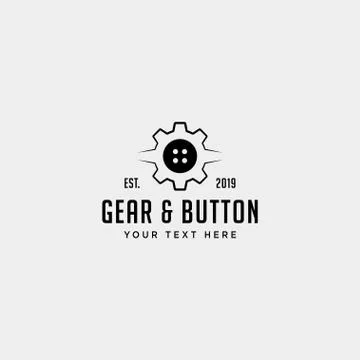 Gear button logo line clothes industrial vector icon isolated Stock Illustration