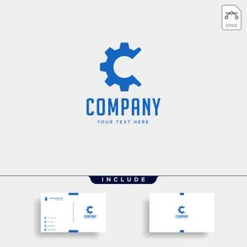 Gear c logo engineering factory vector icon isolated Illustrazione stock