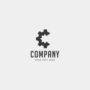 Gear c logo engineering factory vector icon isolated Illustrazione stock