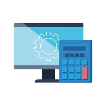 Gear calculator and computer vector design Stock Illustration