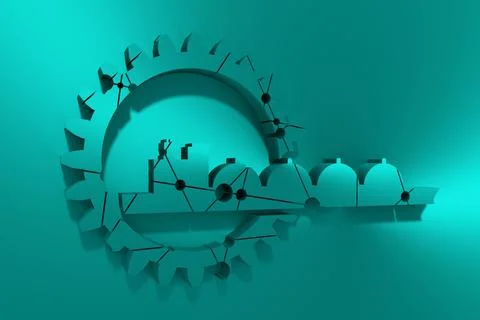 Gear with cargo ship Stock Illustration