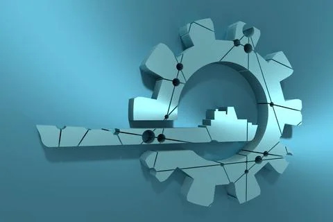 Gear with cargo ship Stock Illustration