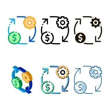 Gear change money forms icon vector outline Illustrazione stock