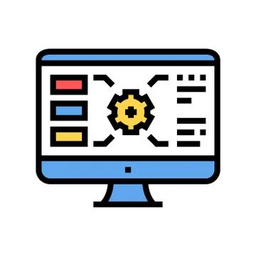 Gear characteristics on computer screen color icon vector illustration 스톡 일러스트