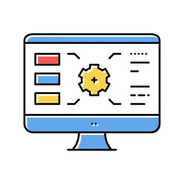 Gear characteristics on computer screen color icon vector illustration 스톡 일러스트