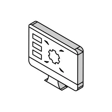 Gear characteristics on computer screen isometric icon vector illustration 스톡 일러스트