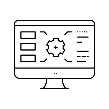 Gear characteristics on computer screen line icon vector illustration 스톡 일러스트