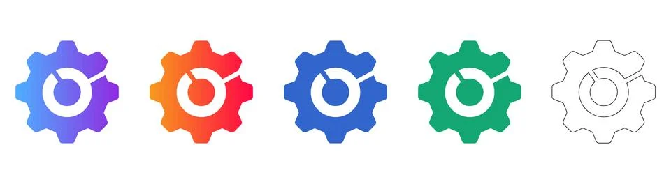 Gear Chart Infographic Icon Set Stock Illustration
