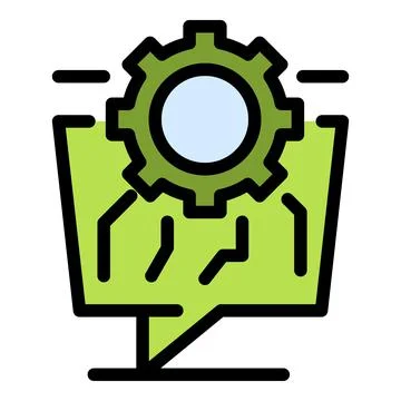 Gear chat engineer icon color outline vector Stock Illustration