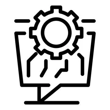 Gear chat engineer icon, outline style Stock Illustration