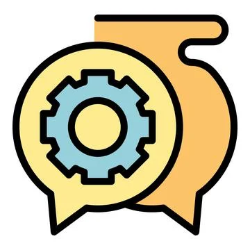 Gear chat support icon vector flat 库存插图