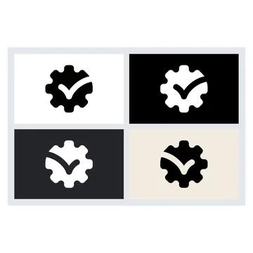 Gear Check Mark Icon Set for Settings Optimization Stock Illustration