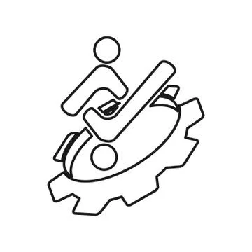 Gear checklist people Commitment Teamwork Together Outline Logo Stockillustratie