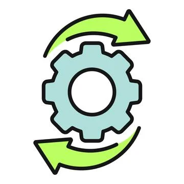 Gear with circling arrows representing process flow and continuous update イラスト素材