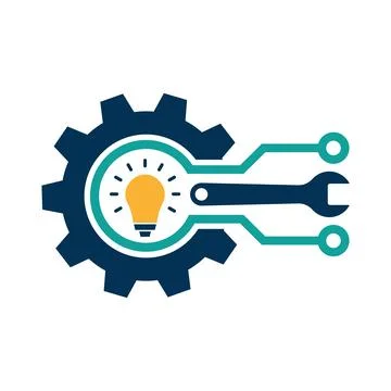 Gear Circuit Digital Technology Icon Template Modern Vector Logo Design Stock-Illustration