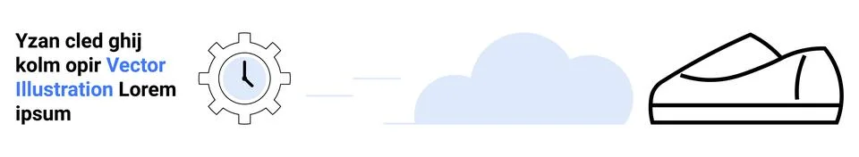 Gear with Clock, Cloud, and Sneaker Symbols of Efficiency, Activity, and Mo.. Illustrazione stock