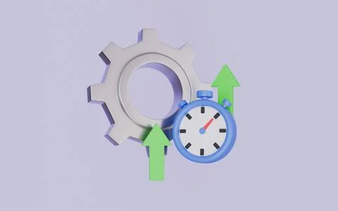 Gear with clock icon, Schedule progress for app icon, Productivity growth Stock Illustration
