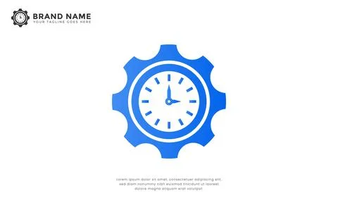 Gear Clock Logo Stock Illustration