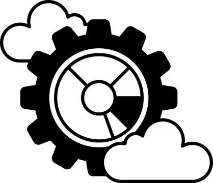Gear with a cloud in the background Illustrazione stock