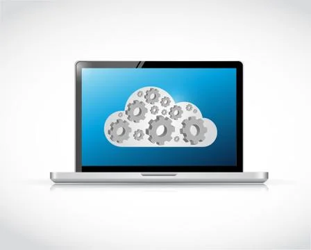 Gear cloud computing laptop illustration design Stock Illustration