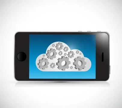 Gear cloud computing phone illustration design Ilustração Stock