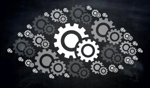 Gear cloud concept visualization background Stock Illustration