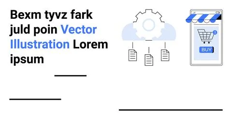 Gear Cloud Integration for Document Management with Mobile Shopping Cart Stock Illustration