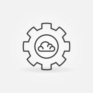 Gear with Cloud linear vector Cloud Computing concept icon Stock Illustration