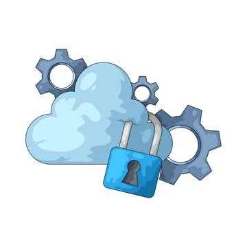 Gear with Cloud Lock illustration 스톡 일러스트