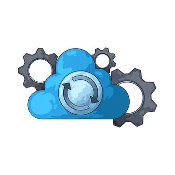 Gear with Cloud Sync illustration 스톡 일러스트