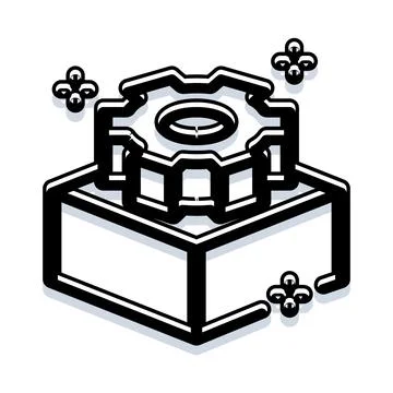 Gear cog on box creating a mechanism icon Stockillustratie