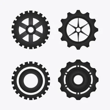 Gear cog machine part set design Stock Illustration