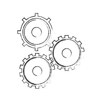 Gear cog teamwork collaboration concept sketch Stock Illustration