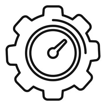 Gear cog time duration icon outline vector. Clock plan Stock Illustration