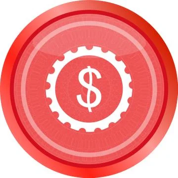 Gear cog web icon cloud with dollars money sign Stock Illustration