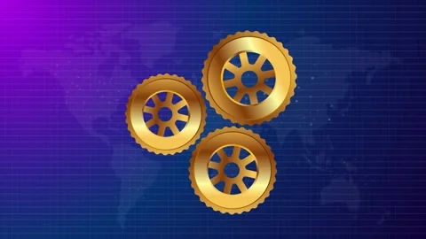 Gear cogs working together in sync rotating symbol cooperation Stock Footage 309199393