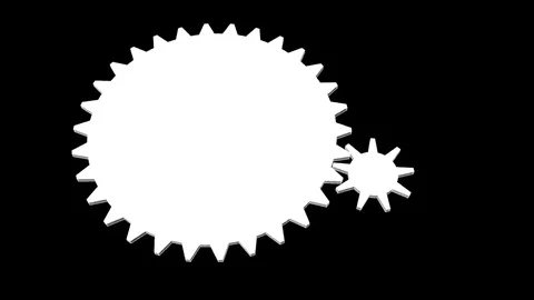 Gear - Cogwheel, rotating machine. Black and white Stock Footage 69220539