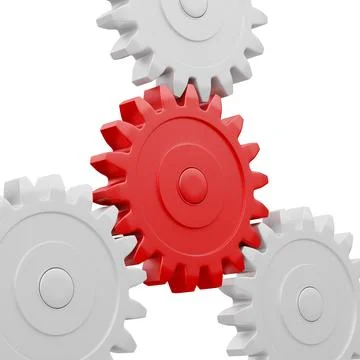 Gear cogwheels working together on white Stockillustratie