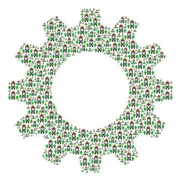 Gear Collage of Clock Tower Icons Stock-Illustration