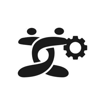 Gear Commitment Teamwork Together Black Logo Stockillustratie