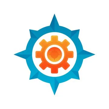 Gear compass logo design template icon Stock Illustration