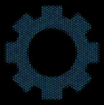Gear Composition Icon of Halftone Bubbles イラスト素材
