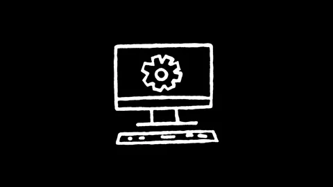 Gear Computer Screen Icon Stock Footage 345595567