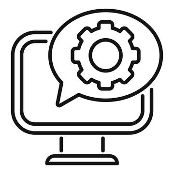 Gear computer support icon outline vector. Online tech volume Stock Illustration