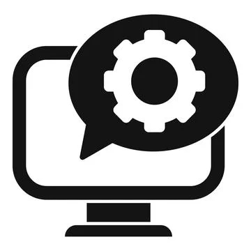 Gear computer support icon simple vector. Online tech volume Stock Illustration