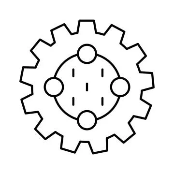 Gear with connected nodes symbolizing teamwork and process Stockillustratie