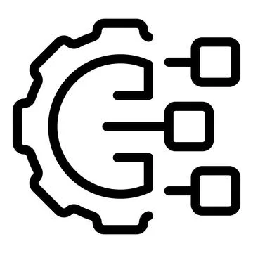 Gear connecting to data blocks representing data integration process Illustrazione stock