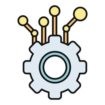 Gear connecting global network points illustrating technological process Stock Illustration