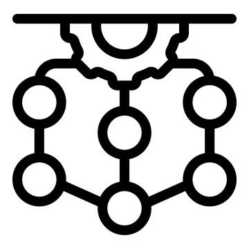 Gear connecting network of circles representing data flow Stockillustratie